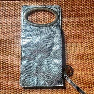 Iman Vintage Gold Snakeskin Clutch